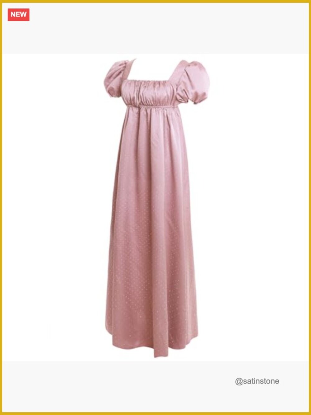 Rhinestone Satin Victorian Party Gown Square Neck Short Puff Sleeve Maxi Dress - Picture 2 of 6
